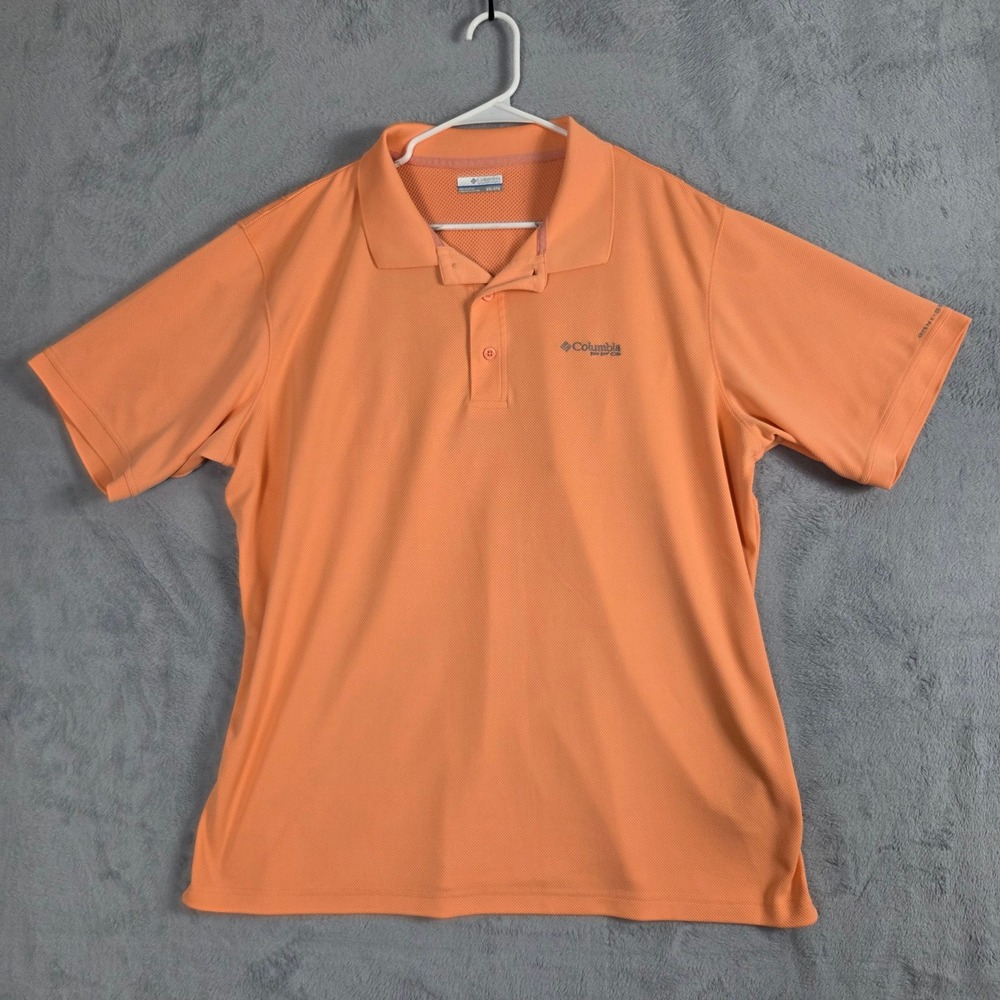 Columbia PFG Polo Shirt Mens XXL Orange Excellent Fishing Short Sleeve